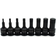 TEMO 8 pc Spline Set M4-M16 2 Inch Long 50 mm Impact Socket Bit 3/8 Inch Drive
