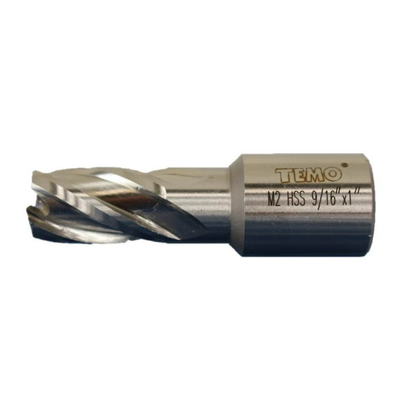 TEMO 9/16 Inch (14.3 mm) M2 Annular Cutter, Weldon Shank, Bright Finish