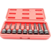 TEMO 9 pc Torx Plus IP 3 Inch 76 mm Long 6 Point Black Impact Bit Socket Set 1/2 Inch 12.7 mm Square Drive Auto Repair Tool