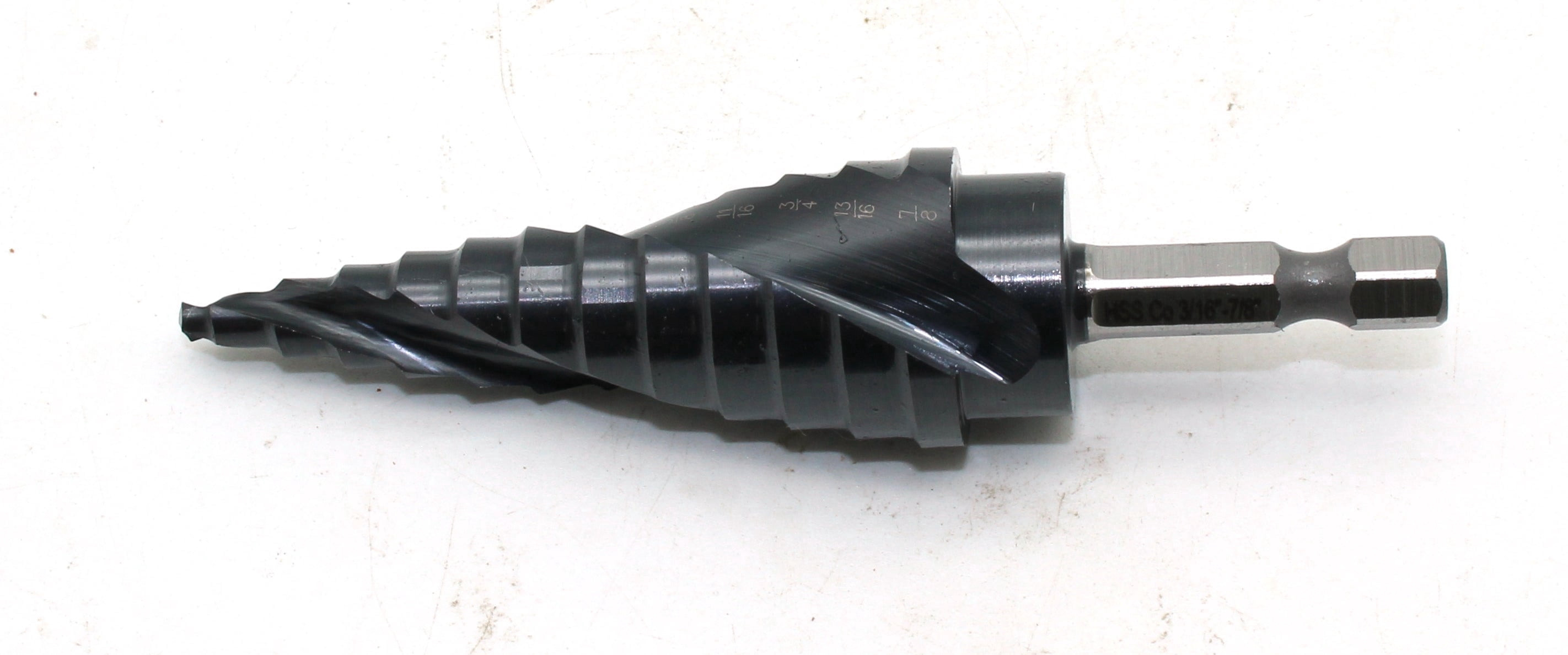 TEMO Black AITiN Coated M35 Cobalt Smooth Step Drill Spiral Flute Unibit, 12 Size from 3/16 Inch to 7/8 Inch, 1/4 Inch Hex Shank