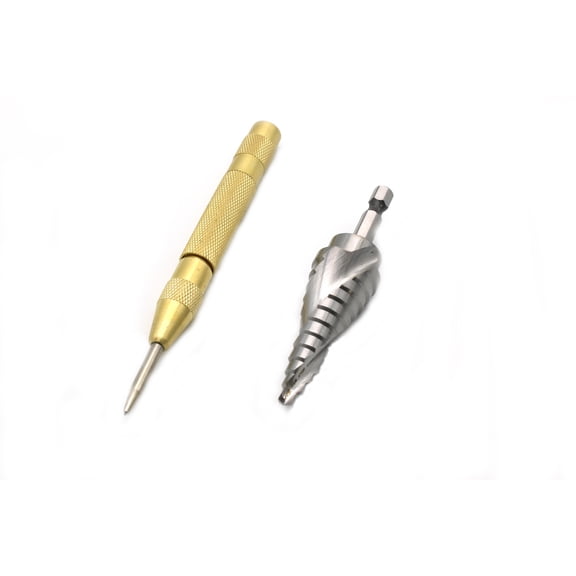 TEMO M35 Cobalt Spiral Flute 12 Size Step Drill 3/16 Inch (4.8 mm) To 7/8 Inch (22.2 mm) Plus Auto Center Punch Set