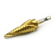 TEMO M35 Cobalt Spiral Flute Step Drill Unibit with Titanium Coating, 12 Sizes 3/16 inch 4.8 mm to 7/8 inch 22.2 mm, 1/4 inch Hex Shank