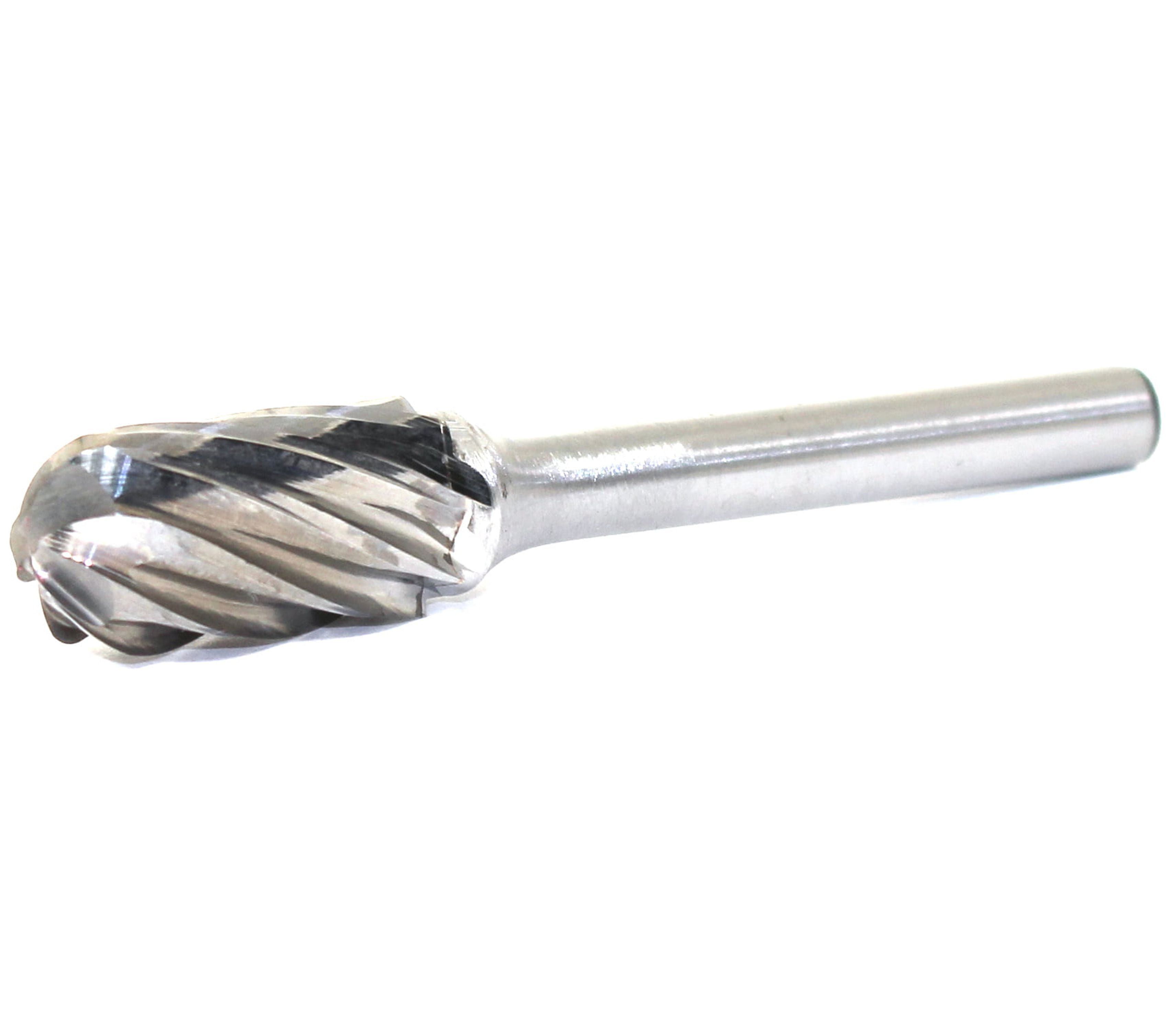 TEMO SC-5 NF Aluminum Cut Carbide Rotary Burr File, 1/2 Inch (12.7 mm) Head Cylinder Ball, 1/4 Inch (6.35 mm) Diameter 2 Inch (50.8 mm) Long Shank
