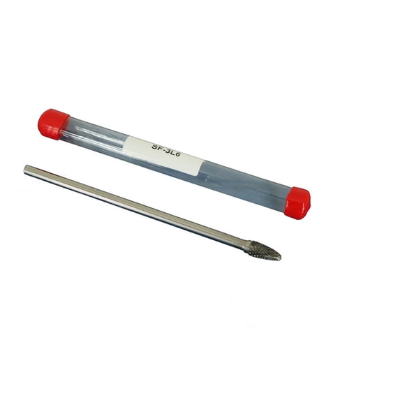 TEMO SF-3L6 Double Cut Carbide Rotary Burr File, 3/8 Inch (9.5 mm) Head Round Tree, 1/4 Inch (6.35 mm) Diameter 6 Inch (152 mm) Long Shank