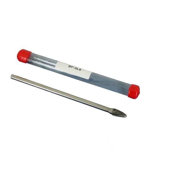 TEMO SF-3L6 Double Cut Carbide Rotary Burr File, 3/8 Inch (9.5 mm) Head Round Tree, 1/4 Inch (6.35 mm) Diameter 6 Inch (152 mm) Long Shank