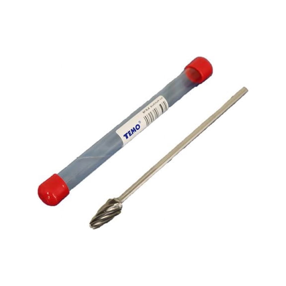 TEMO SF-5L6 NF Aluminum Cut Carbide Rotary Burr File, 1/2 Inch (12.7 mm) Head Round Tree, 1/4 Inch (6.35 mm) Diameter 6 Inch (152 mm) Long Shank