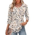 thumbnail image 1 of TEMOFON 3/4 Length Sleeve Blouse for Women Summer Dressy Casual V Neck Pleated Womens Tops Boho Dot Printed Shirts L, 1 of 7