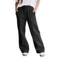 thumbnail image 1 of TEMOFON Black Pants for Women Elastic Waistband Fall Pants for Women with Pockets Autumn Thermal Pants Women Lounge Casual Winter Fleece - Lined Pants XL, 1 of 8