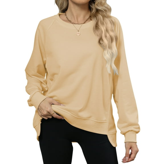 TEMOFON Blouses for Women Casual Long Sleeve Tunic Tops Fall Dressy Crew Neck Sweatshirts Loose Shirts for Women Winter Clothes