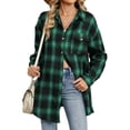 thumbnail image 1 of TEMOFON Button Down Shirts for Women Flannel Long Sleeve Tunic Tops Lapel Collared Plaid Loose Fit Tops for Women with Pocket Size XL, 1 of 5