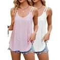thumbnail image 1 of TEMOFON women Camisole Tops for Women Spaghetti Strap Swing Vest Tank Top for Women Hot Girl Dressy Casual White and Pink (2 Packs), S, 1 of 6
