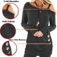 thumbnail image 1 of TEMOFON Cold Shoulder Tops for Women Long Sleeve Twist Knot Tunic Top Casual Fall Blouse Plain T-Shirts Dark Gray, 1 of 4