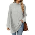 thumbnail image 1 of TEMOFON Fall Sweaters for Women Casual Comfy Thin Sweaters Long Sleeve Knit Tunic Tops Pullover Fashion Turtleneck Side Pocket Loose Shirts, 1 of 8