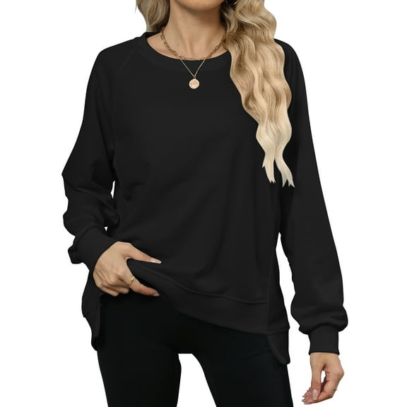 TEMOFON Fall Tops for Women Casual Long Sleeve Sweatshirts Dressy Crewneck Pullover Sweatshirts Tunic Shirts for Winter Clothes