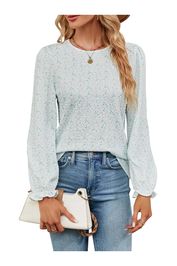 Fall Tops for Women Crew Neck Long Sleeves Tops Knit Tunic Fashion Fragmented T Shirts for Lady Size XL