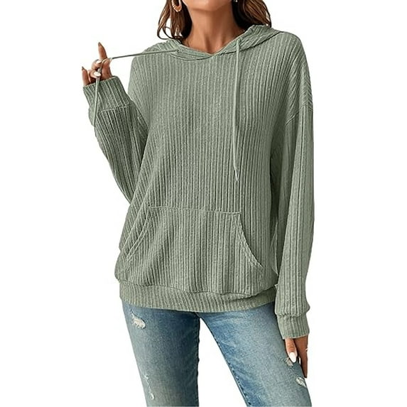 TEMOFON Fashion Tops Hoodies for Women Pullover Oversized Sweatshirts Long SLeeve Shirts Loose Fit Green L