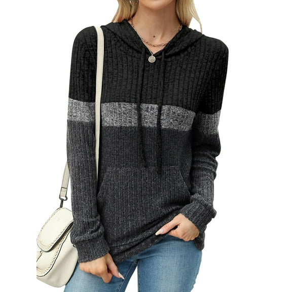 TEMOFON Hoodies for Women Sweaters Casual Long Sleeve Fall Hooded Sweatshirts Drawstring Soft Pullover for Women Tunic Tops Winter Clothes with Pocket