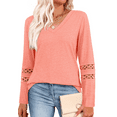 thumbnail image 1 of TEMOFON Long Sleeve Shirts for Womens Blouses Shirts Dressy Casual Loose Tops Sweatshirts Womens Clothes Lace Sleeve V Neck Lightweight Pullover Fall Tunic Tops T Shirts, 1 of 8