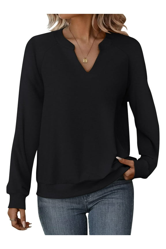 Long Sleeve Shirts for Womens Sweatshirts V Neck Fall Tops Pullover for Womens Clothes Lightweight Pullover Fashion Blouses