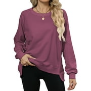 TEMOFON Sweatshirts for Women Crewneck Long Sleeve Tunic Tops Casual Fall Pullover Sweatshirts Loose Shirts for Women Winter Clothes