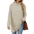 thumbnail image 1 of TEMOFON Long Sleeve Tops for Women Casual Turtleneck Pullover Fall Loose Tunic Lightweight Sweaters Knit Tops for Lady with Pocket, 1 of 8
