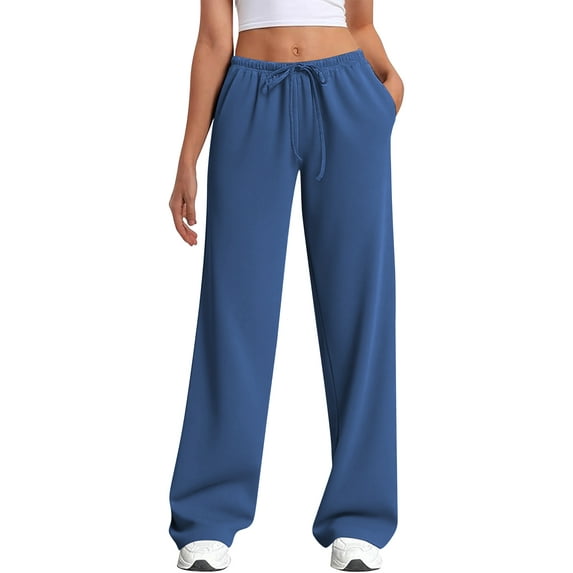 TEMOFON Pants for Women Low rise Sweatpants Wide Leg Sweatpants Womens Clothes Drawstring Elastic Low Waist Pants with Pockets