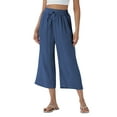 thumbnail image 1 of TEMOFON Pants for Women Summer Linen Pants Waisted Drawstring Wide Leg Capri Pants with Pockets Flowy Casual Pants 2XL, 1 of 9