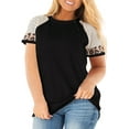 thumbnail image 1 of TEMOFON Plus Size Tops for Women Crew Neck Short Sleeve Black Tee Blouse Color Block Summer Casual T shirts Tunic Size 22W, 1 of 5
