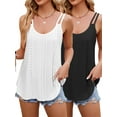thumbnail image 1 of TEMOFON Plus Size Women Sleeveless Basic Spaghetti Strap Cropped Going Out Tank Tops Camisole Swimsuit Coverups Woman (2 Pk-White/Black,2XL), 1 of 6