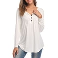 thumbnail image 1 of TEMOFON Shirts for Women Long Sleeve Sexy V-Neck Tops Casual Fahion Ladies Flowy Tunic Tops Cute Blouse White, 1 of 6