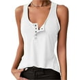 thumbnail image 1 of TEMOFON Sleeveless Tops for Women Casual Fit Blouses Round Neck Fashion Summer Top Dressy Solid White T Shirts for Women with Button Size L, 1 of 3