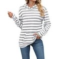 thumbnail image 1 of TEMOFON Women's Hoodies with Pockets Long Sleeve Pullover Sweatshirts Casual Fall Winter Striped Hoodie Tops, 1 of 7