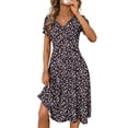 thumbnail image 1 of TEMOFON Summer Dresses for Women Button Floral Midi Sundress Short Sleeve V Neck Casual Polka Dot Dress L, 1 of 9