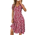 thumbnail image 1 of TEMOFON Summer Dresses for Women Button Floral Midi Sundress Spring V Neck Soft Knit Mini Boho Dresses L, 1 of 11