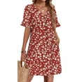 thumbnail image 1 of TEMOFON Summer Dresses for Women Casual Short Sleeve T Shirts Dresses V Neck Flowy Floral Dress with Pockets Flare Midi Sundress, 1 of 8