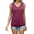 thumbnail image 1 of TEMOFON Summer Tank Tops for Women V Neck Sleeveless Tops Winered Casual Loose Solid Color Flowy Vacation Beach Tunic Tops XL, 1 of 5