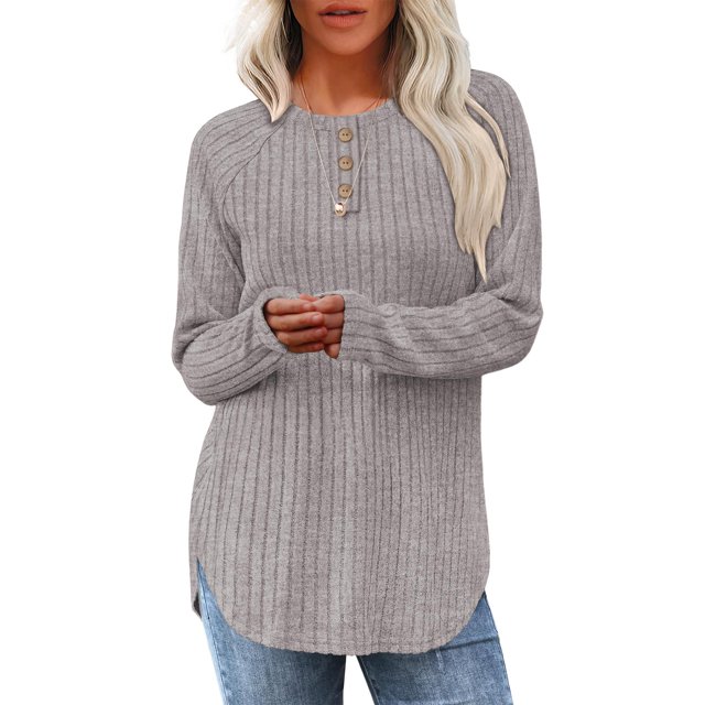 TEMOFON Sweaters for Women Fashion Long Sleeve Tops Pullover Crew Neck Casual Loose Sweaters