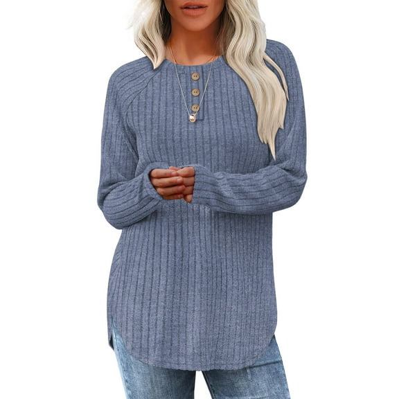 TEMOFON Sweaters for Women Fashion Long Sleeve Tops Pullover Crew Neck Casual Loose Sweaters
