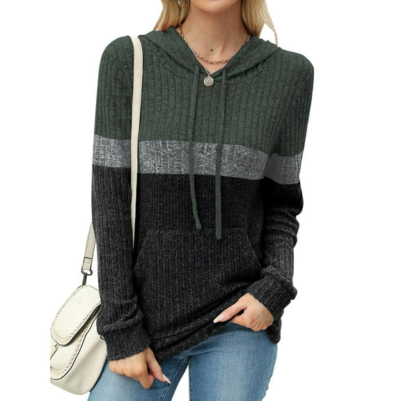 TEMOFON Sweaters for Women Hooded Sweatshirts Casual Long Sleeve Pullover Drawstring Fall Soft Sweaters Hoodies Winter Clothes with Pocket