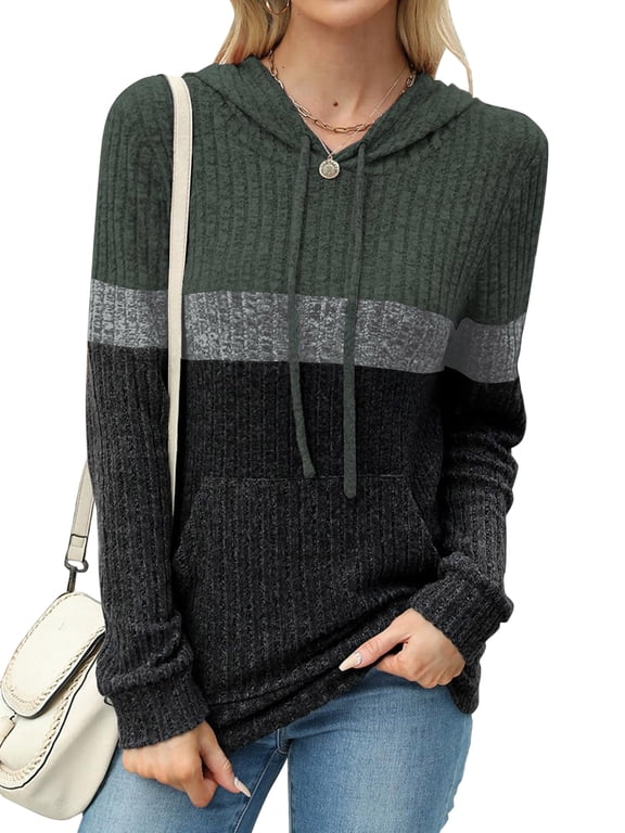 Sweaters for Women Hooded Sweatshirts Casual Long Sleeve Pullover Drawstring Fall Soft Sweaters Hoodies Winter Clothes with Pocket