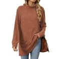 thumbnail image 1 of TEMOFON Sweaters for Women Long Sleeve Knit Tunic Tops Turtleneck Fall Casual Shirts Loose Fit Winter Clothes Pullover with Pocket, 1 of 8