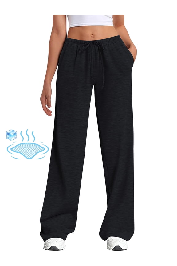 Sweatpants for Summer Womens Thin Sweat Pants Wide Leg Sweatpants Drawstring Elastic Low Waist Pants with Pockets