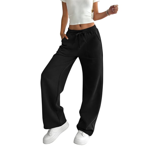 TEMOFON Sweatpants for Women Loose Fit Casual Comfy Lounge High Waist Drawstring Elastic Sweatpants Flowy Palazzo Pants with Pocket