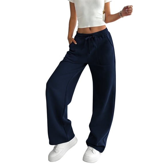 TEMOFON Sweatpants for Women Loose Fit Casual Comfy Lounge High Waist Drawstring Elastic Sweatpants Flowy Palazzo Pants with Pocket