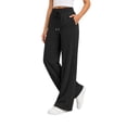 thumbnail image 1 of TEMOFON Sweatpants for Women Wide Leg Casual Baggy Pants Black Knit Comfy Elastic Drawstring Sweat Pants with Pockets L, 1 of 9