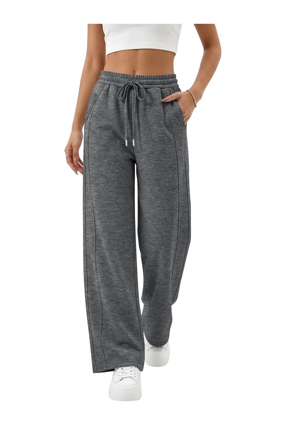 Sweatpants for Women Wide Leg Casual Baggy Workout Pants High Elastic Waisted Drawstring Sweatpant with Pockets