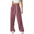 thumbnail image 1 of TEMOFON Sweatpants for Women Wide Leg Pants Fall Sweatpants with Pockets Elastic Waistband Comfy Pants Women Winter Lounge Pants Dust Pink M, 1 of 1