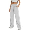 thumbnail image 1 of TEMOFON Summer Pants for Women Summer Wide Leg Pants with Pockets Elastic Waistband Comfy Pants Lightweigt Jogging Pants Light Grey M, 1 of 10