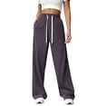 thumbnail image 1 of TEMOFON Sweatpants for Women Wide Leg Pants Fall Sweatpants with Pockets Elastic Waistband Comfy Pants Women Winter Lounge Pants Purple XXL, 1 of 8