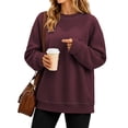 thumbnail image 1 of TEMOFON Sweatshirt for Women Fleece Lined Womens Sweatshirt Crewneck Long Sleeve Pullover Contrast Stitch Drop Shoulder Casual Top M, 1 of 9